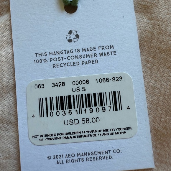 American Eagle AE 77 lot of 2 Short Sleeve Tees Navy Peach Small NWT premium - Picture 9 of 10